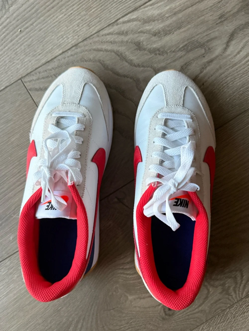 Nike Pacific White Sneakers with Pink Swoosh and Pink Collar